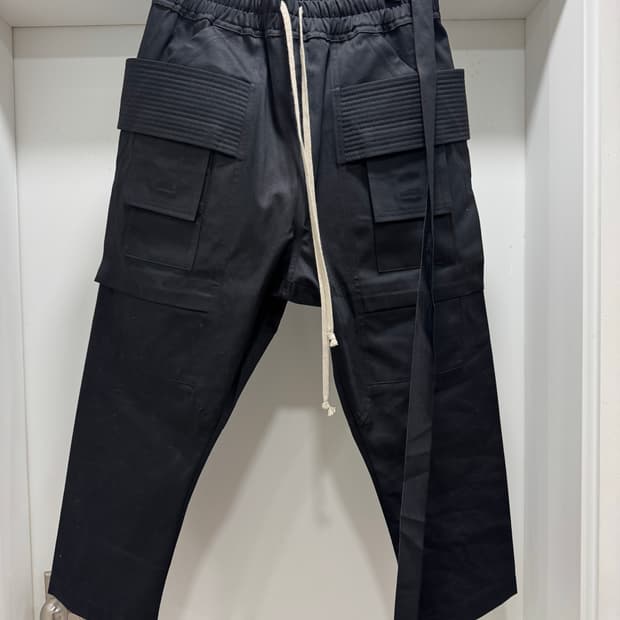 [S] 릭오웬스 크리치 카고 태권도 크롭팬츠 블랙 TW