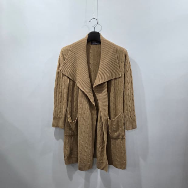 폴로랄프로렌 우먼 논버튼 케이블 캐시미어 블랜드 니트 롱가디건 XS 