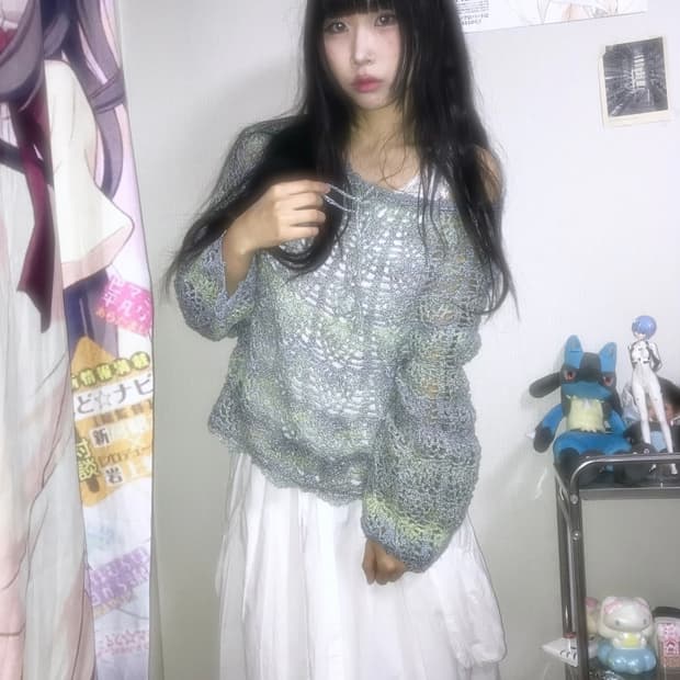 모리 버블 크로쉐 니트