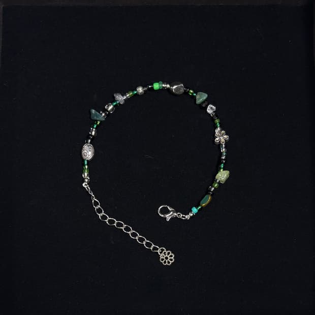 핸드메이드 비즈 팔찌 Green Flower 020