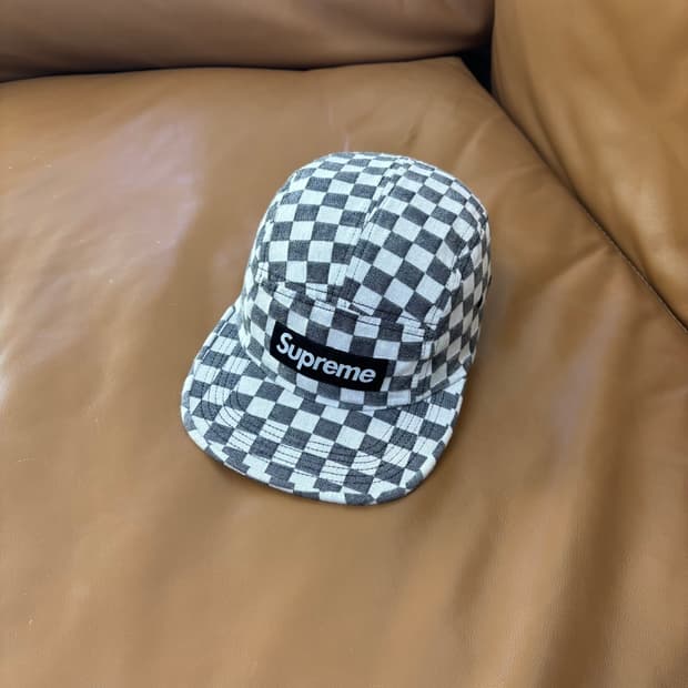 슈프림 캠프캡 모자 박스로고 체커보드