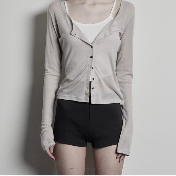 잠깐 할인))보헴서 베이직 스쿱 가디건 베이지