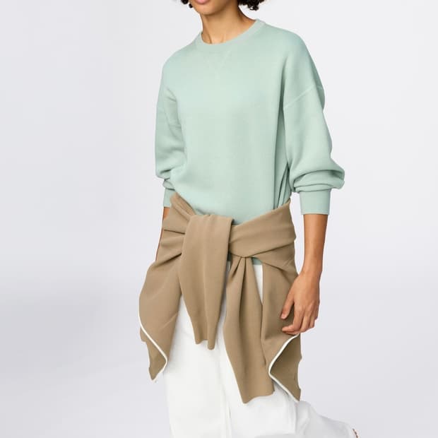 유니클로 스무드코튼크루넥스웨터 라이트 그린