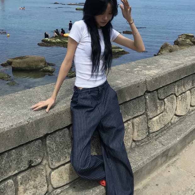 탄산마그네슘 스트라이프 팬츠