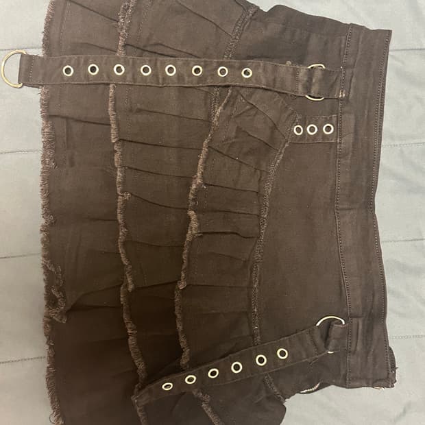 블랙 디테일 펑크 데미지 스커트 빈티지 y2k 락시크 아일렛벨트