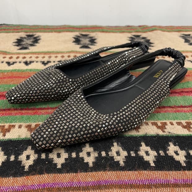 자라 ZARA 라인스톤 슬링백 플랫슈즈 245 X01762