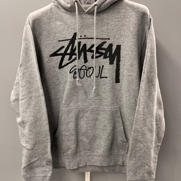 스투시 서울 로고 후드티 애쉬 헤더 XL