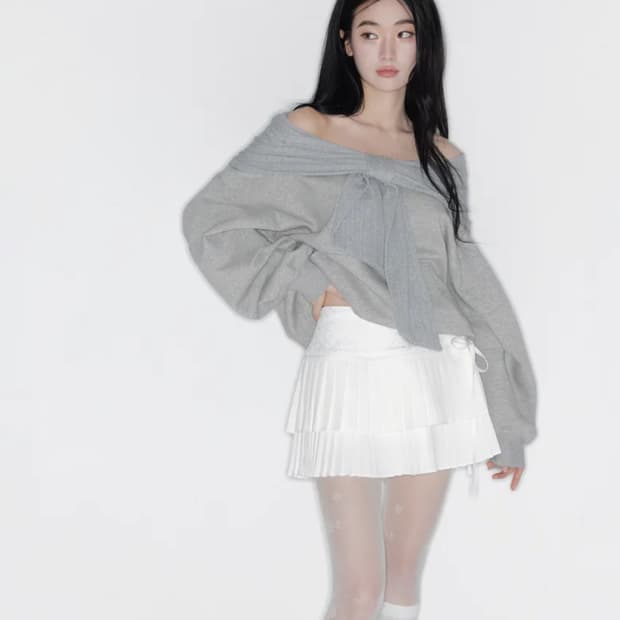 [품절상품,새상품] 더티스 Thetis 리본 오프숄더 후디