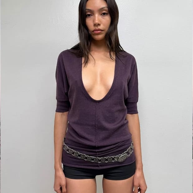 퍼플 니트 톱