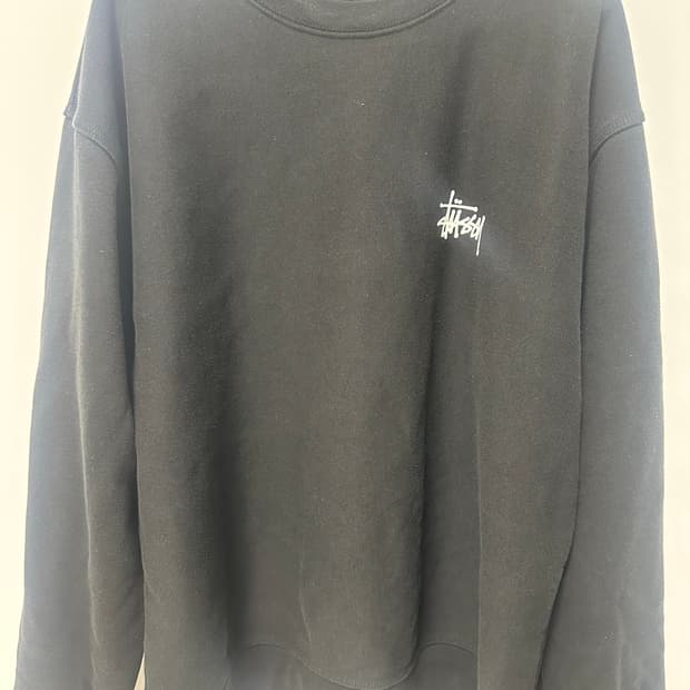 스투시 베이직 스투시 크루넥 블랙