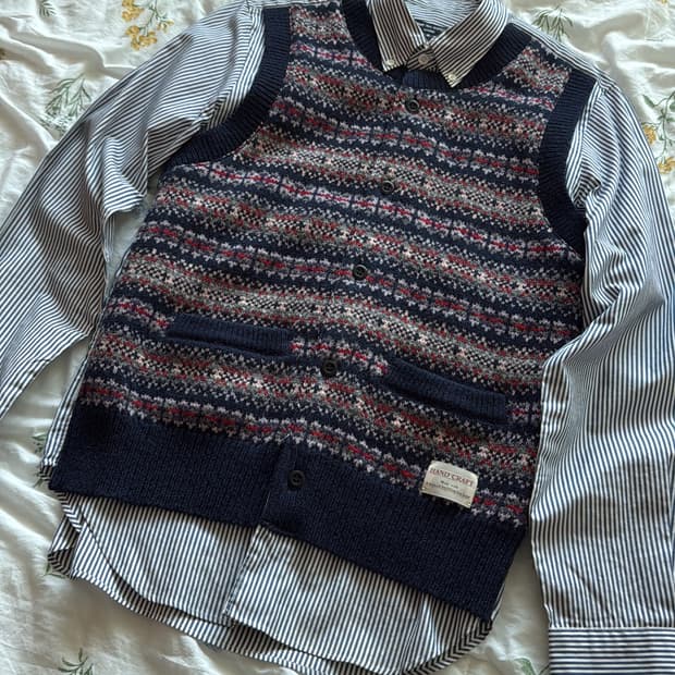 꼼데가르송옴므 니트 도킹 셔츠 