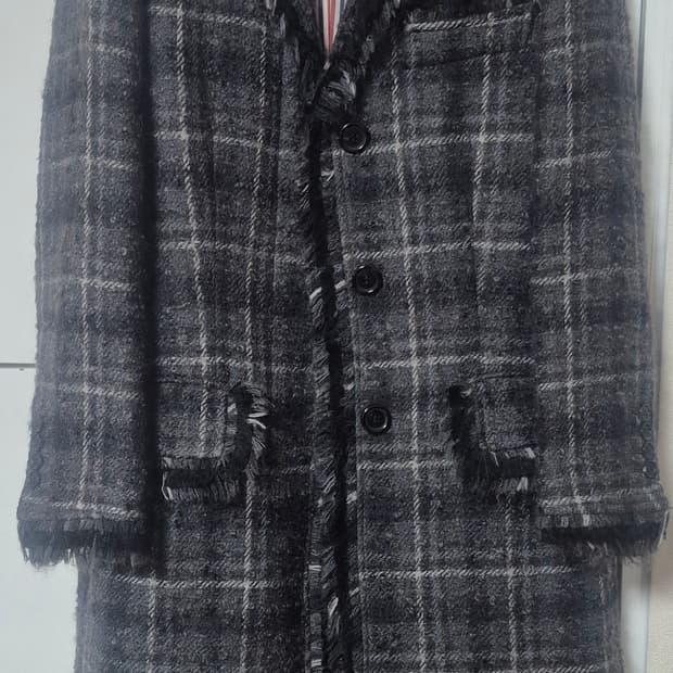 톰브라운 트위드 모헤어 코트