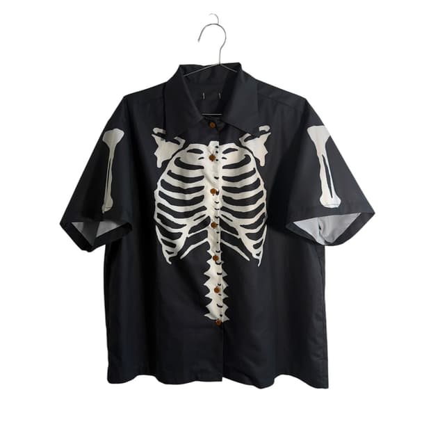 일본 빈티지 스켈레톤 그런지  블랙 셔츠 