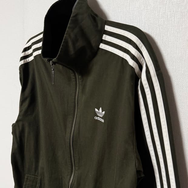 아디다스 미국판 파이어버드 카키 삼선 코튼 대장 져지