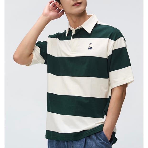 스파오 우디 럭비 반팔 티셔츠 90