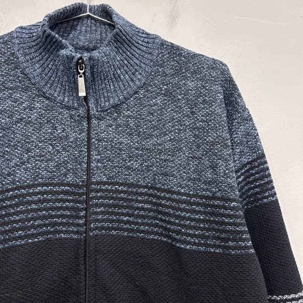 잭필드 이너모헤어 하이넥 패턴 니트 집업