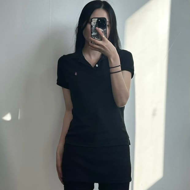 폴로 랄프로렌 자수로고 블랙 반팔 피케 카라 티셔츠