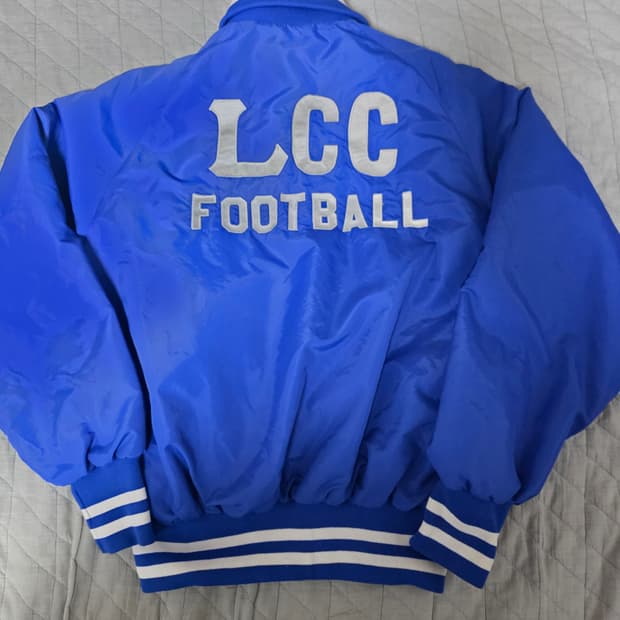 [L] 80s 빈티지 LCC 풋볼 블루 야구 점퍼