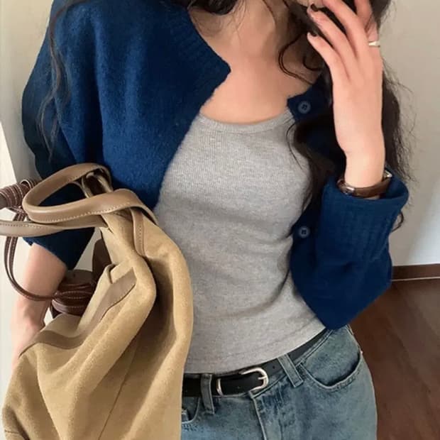 나이니 마이오 베이직 나그랑 니트 가디건 딥블루