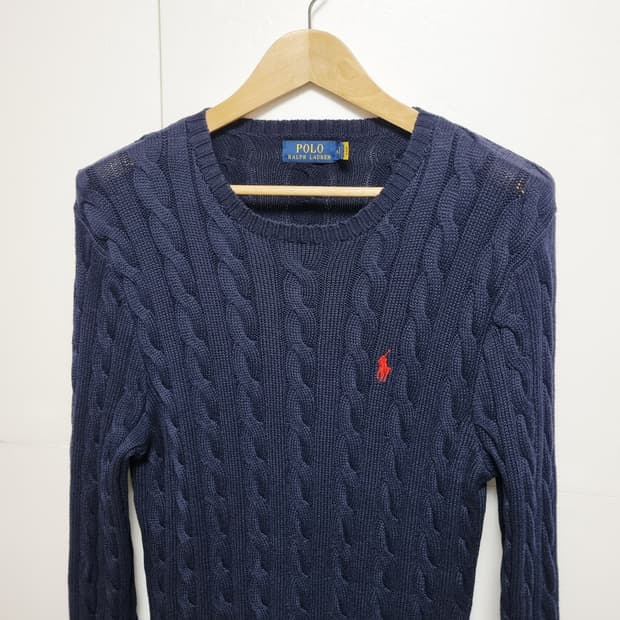 남성 2022 폴로 QR인증 긴팔 케이블 꽈배기 니트 코튼 스웨터