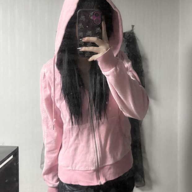 y2k 큐빅 포인트 피마 후드집업 