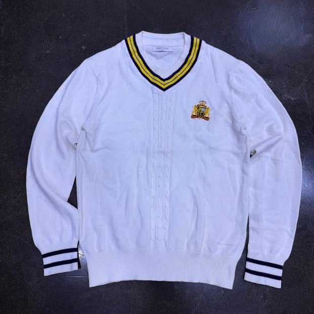 빈폴 클래식 프레피 케이블 V넥 스웨터 니트 100