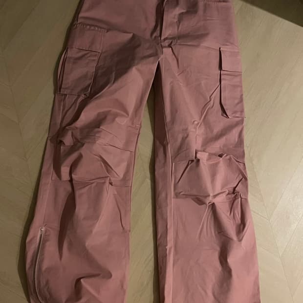 빈티지 핑크 카고 와이드 팬츠
