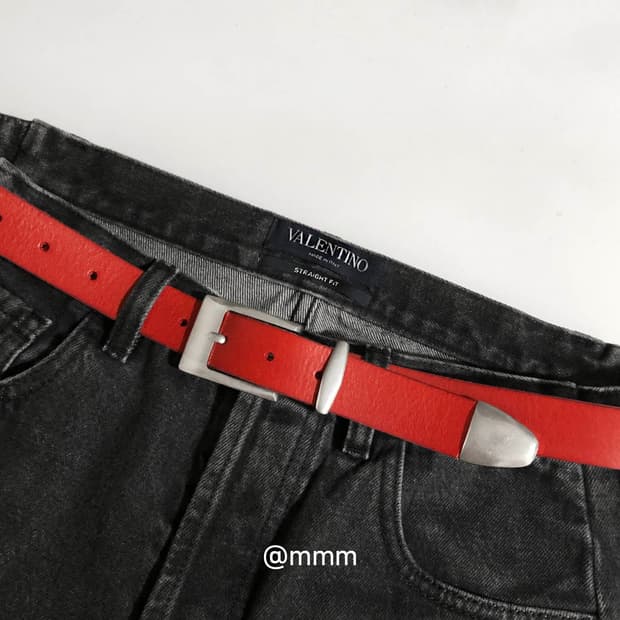 [Unisex] 스퀘어 버클 웨스턴 가죽 벨트