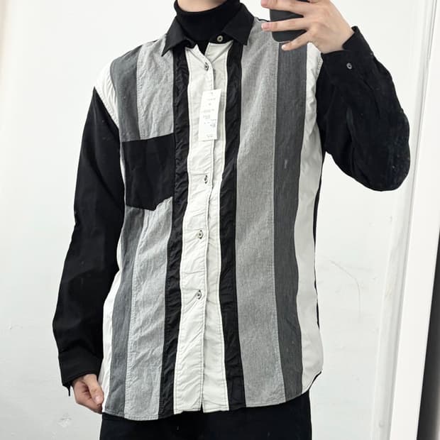 (데드스탁) 꼼데가르송 셔츠 패치워크 셔츠