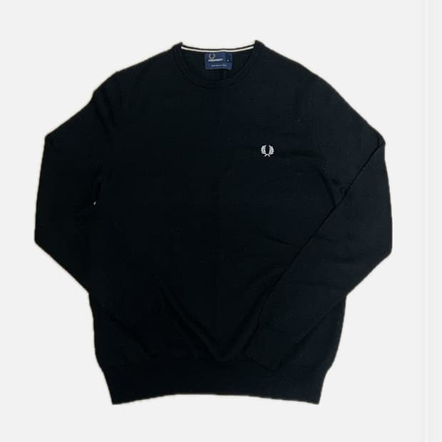 Fred Perry 메리노 울 니트 블랙 M
