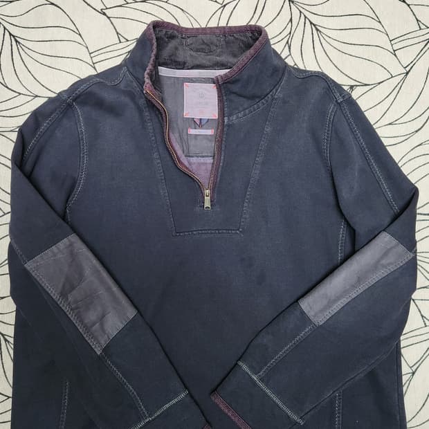 빈티지 FAT FACE 남성 하프넥 티셔츠 네이비 110