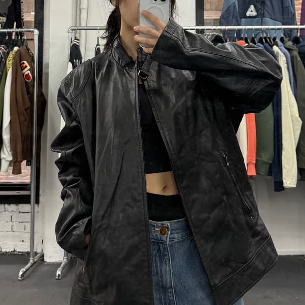  VTG 넥버클 레더 자켓