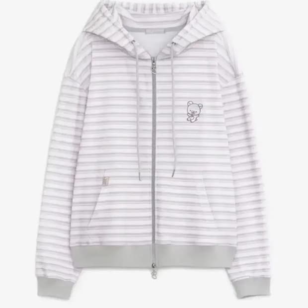 택달린상품 허그유어스킨 코리락쿠마 스트라이프 후드집업 당일배송