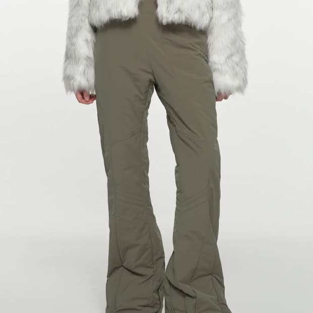 나체 바지 OBLIQUE LINE QUILTED PANTS KHAKI