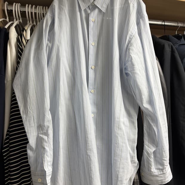 오라리 24ss 하드 트위스트 핀스 스트라이프 셔츠 5사이즈