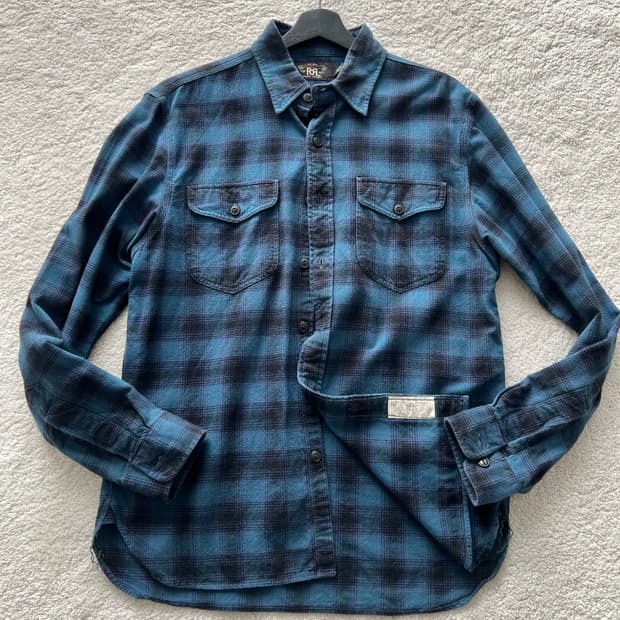더블알엘 워크셔츠 블루 체크