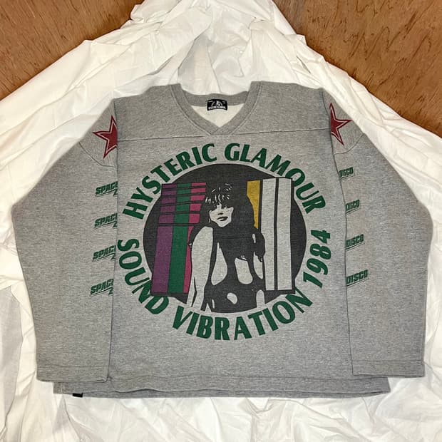 히스테릭글래머 그레이 사운드 바이브레이션 크롭 스웨트셔츠