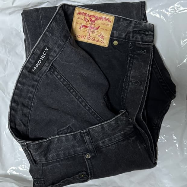 Y/Project 비대칭 웨이스트 데님 흑청