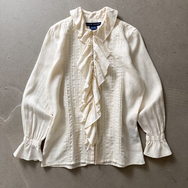 Ralph Lauren 100% Linen Ruffle Blouse