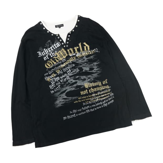 PINO BAZZO 피노바조 빈티지 아일렛 레이어드 블랙 롱슬리브