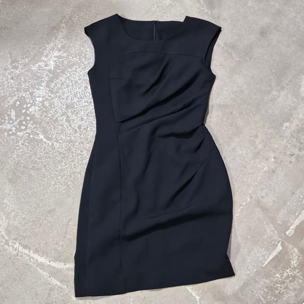 chiffon shirring black dress♣️