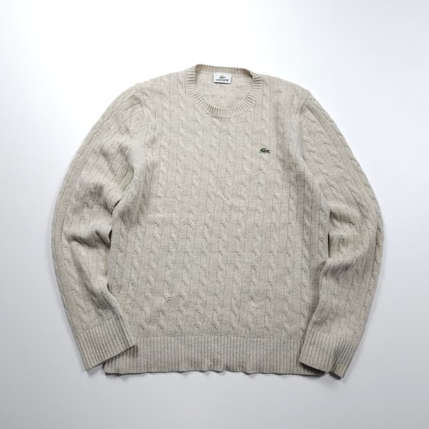 라코스테 자수로고 미니멀 케이블 스웨터 (M)