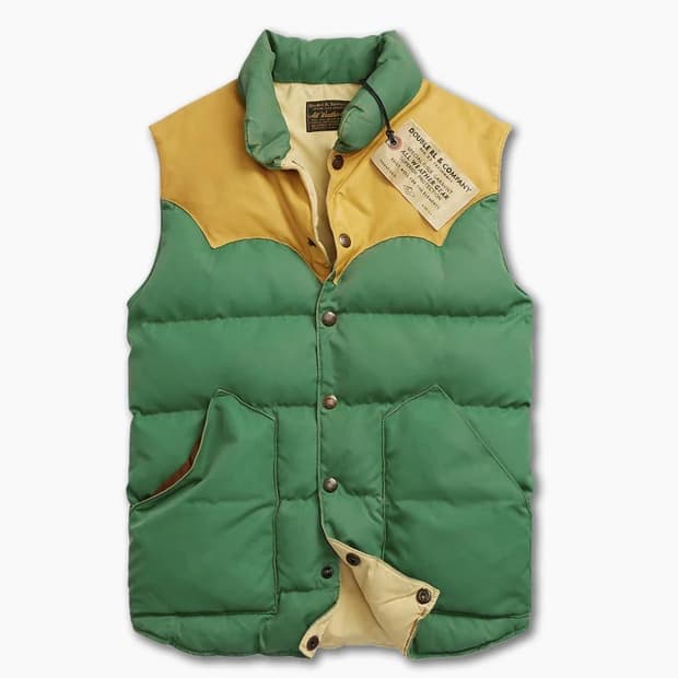 RRL 더블알엘 레더 요크 퀼트 레더 베스트 M 켈리 그린