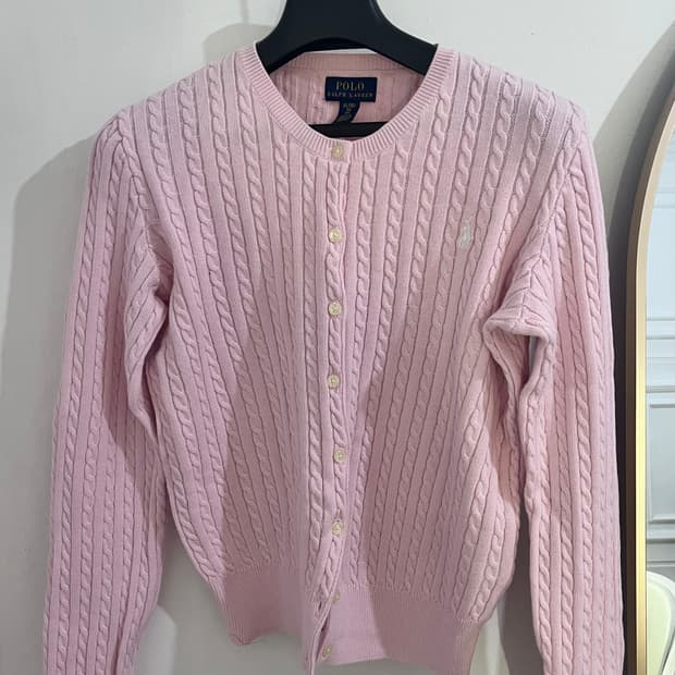 폴로 랄프로렌 핑크 케이블 니트 가디건 XL(정품/거의새상품)
