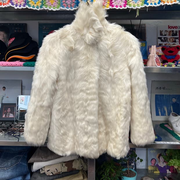 Vintage White Faux Fur Coat 