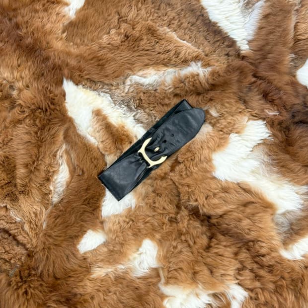 아르마니 익스체인지 블랙 와이드 밴딩 벨트