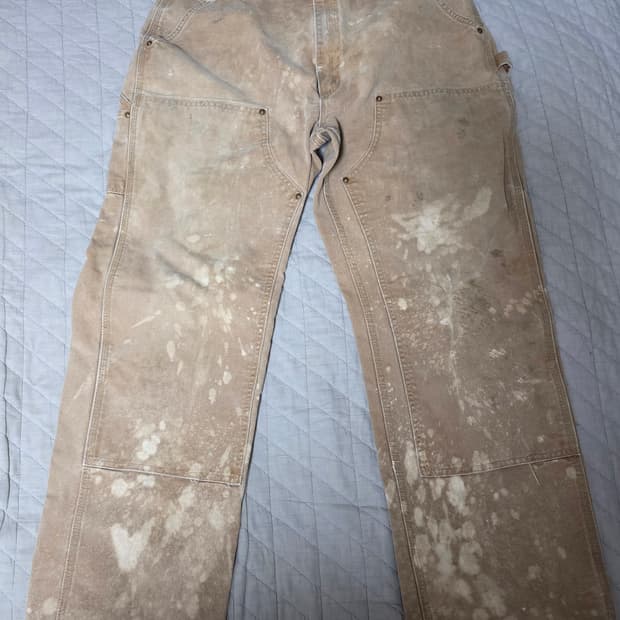 [38X34] 칼하트 더블니 B136 BRN 워크팬츠 블리칭 T-6