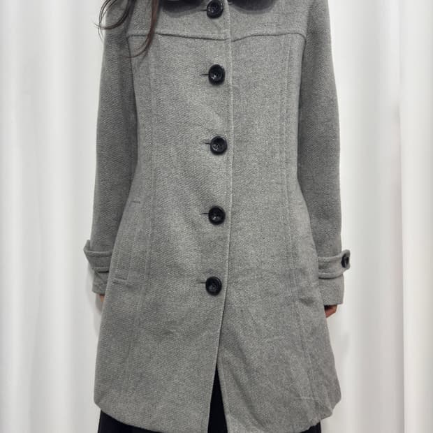 soft gray button coat