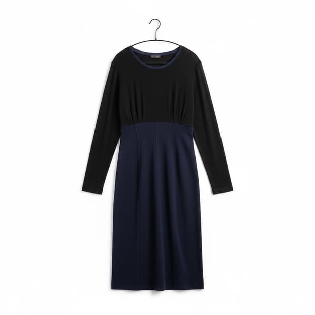 펜디 블랙/네이비 톤 배색 롱 원피스 L