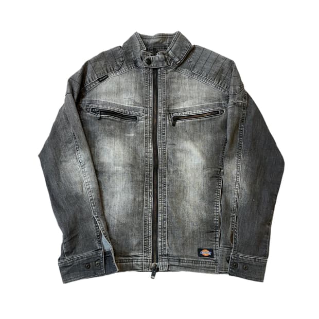 디키즈 바이커 넥버클 흑청데님 집업